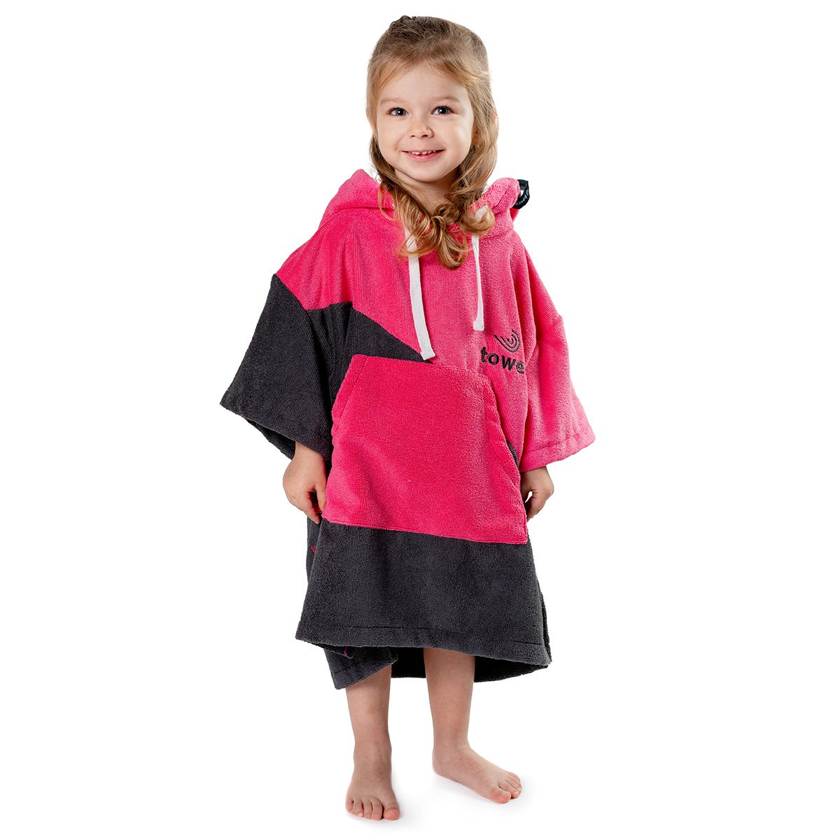 Children's surf poncho Double pink, 50 x 60 cm