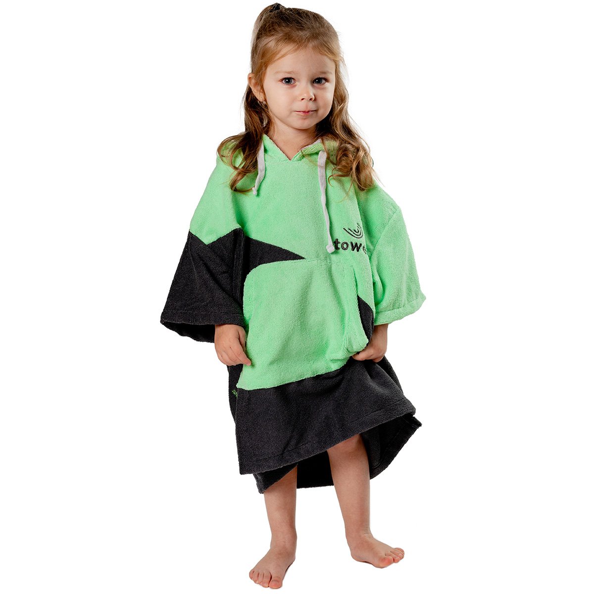 Children's surf poncho Double green, 50 x 60 cm