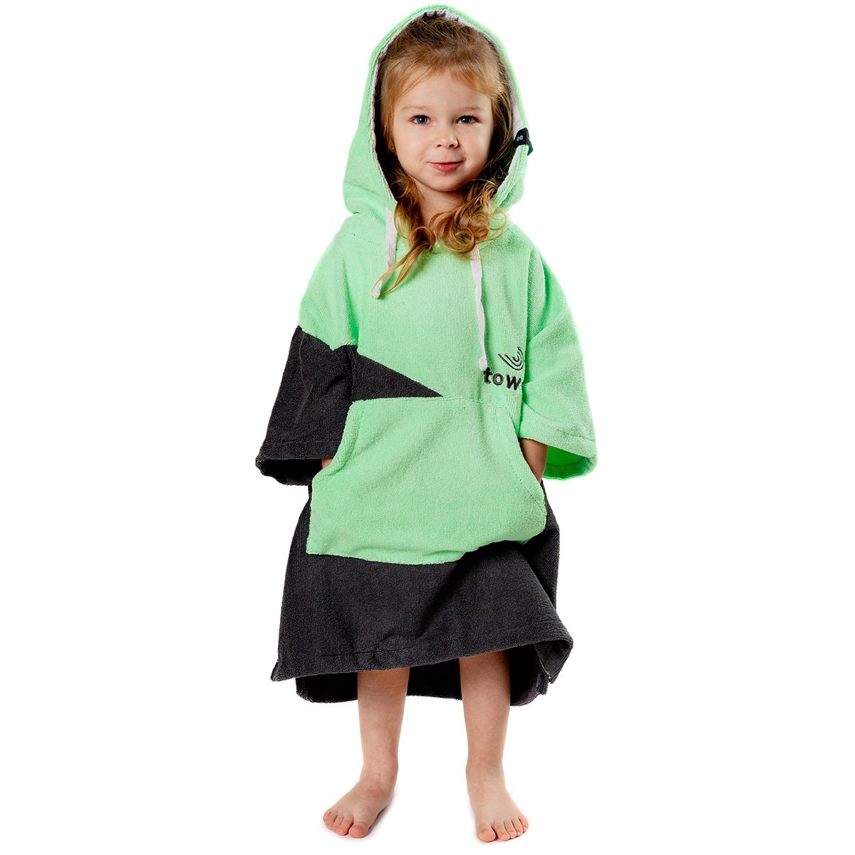 Children's surf poncho Double green, 50 x 60 cm