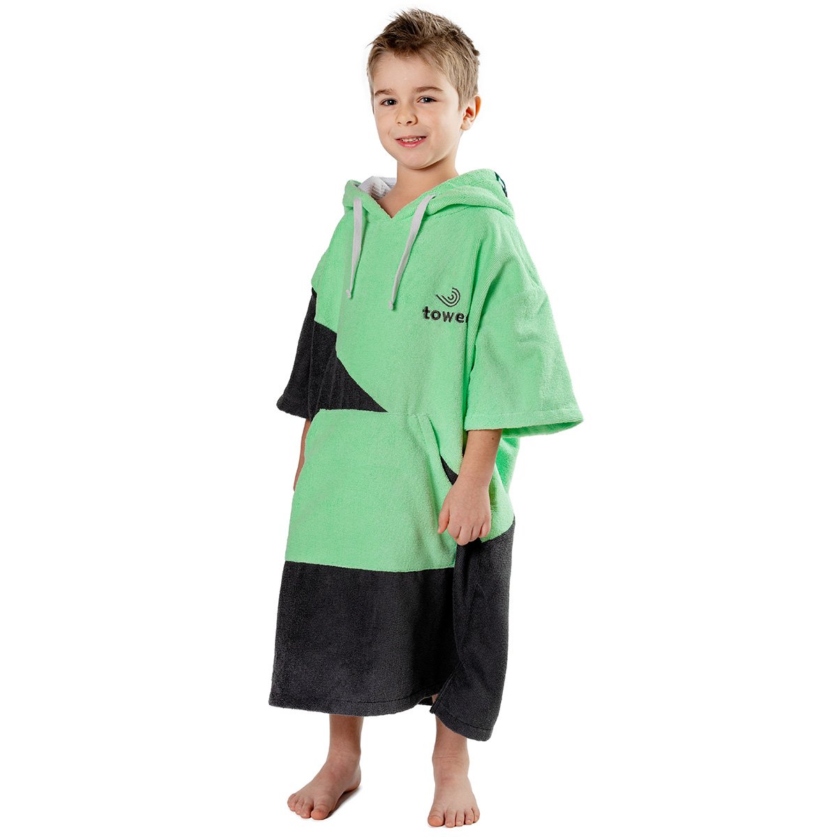 Children's surf poncho Double green, 60 x 80 cm