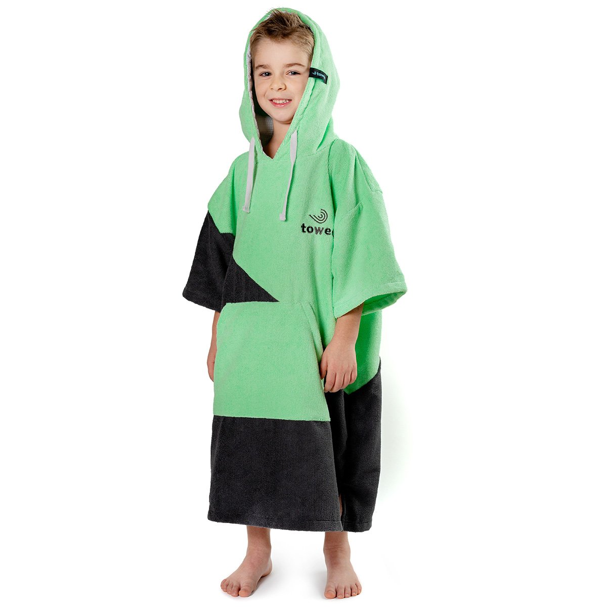 Children's surf poncho Double green, 60 x 80 cm