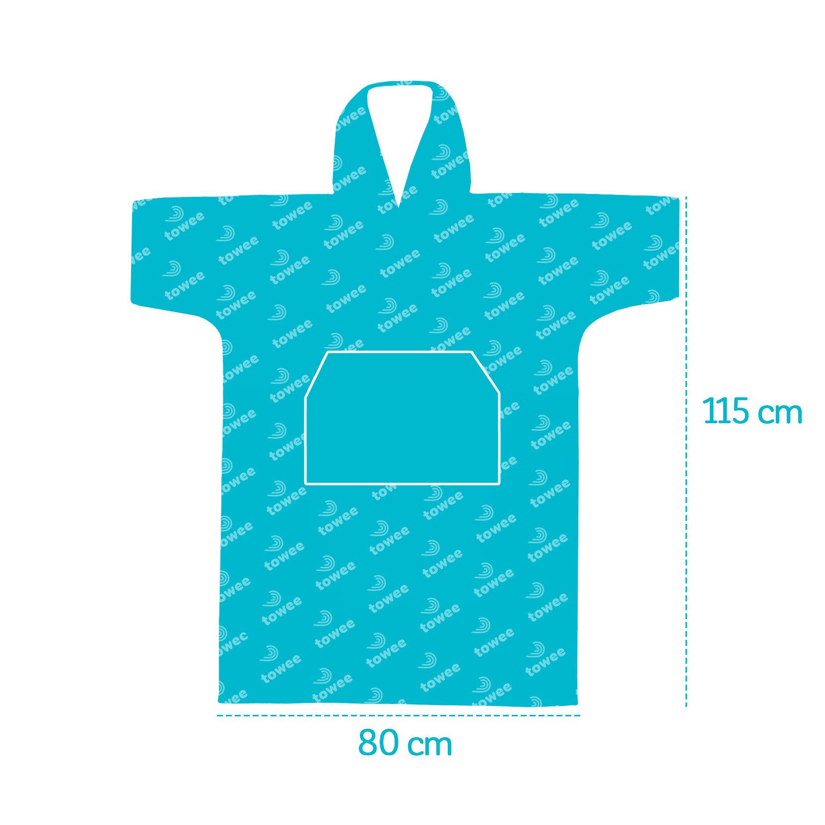 Surf poncho Towee anhtracite with orange embroidery, 80 x 115 cm