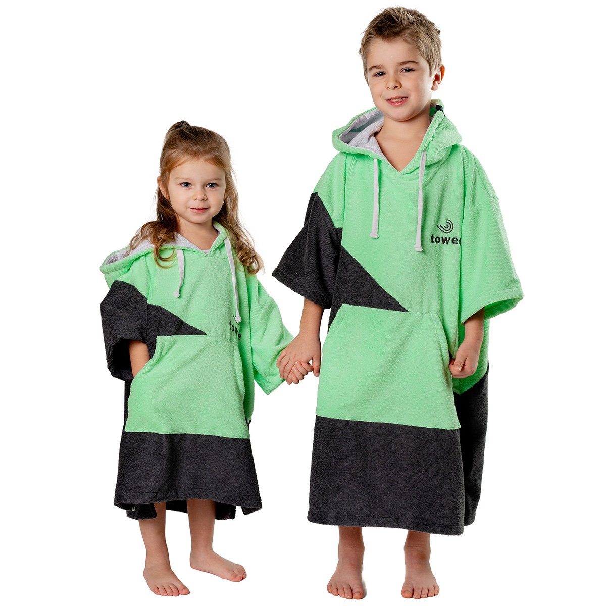 Children's surf poncho Double green, 50 x 60 cm