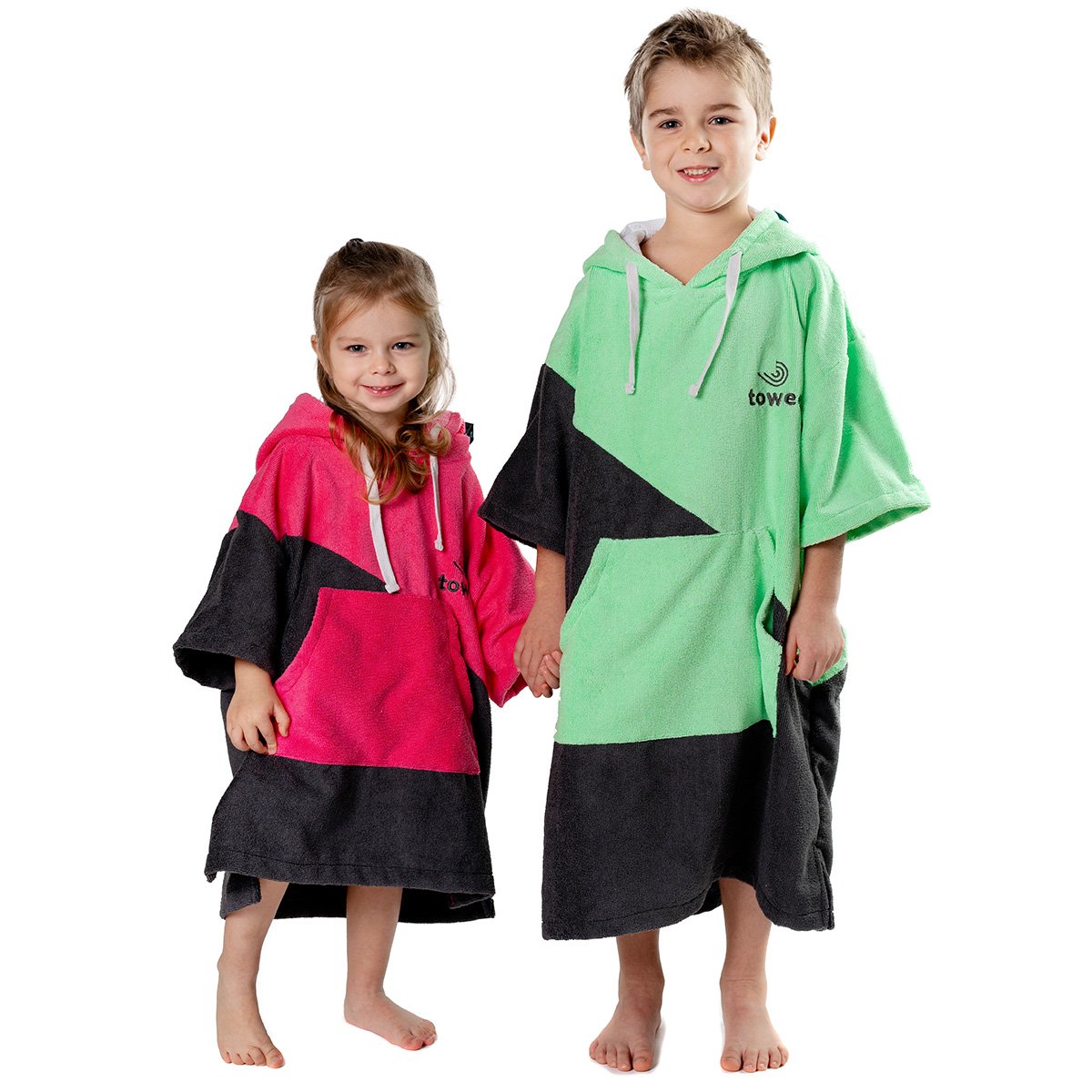 Children's surf poncho Double pink, 50 x 60 cm